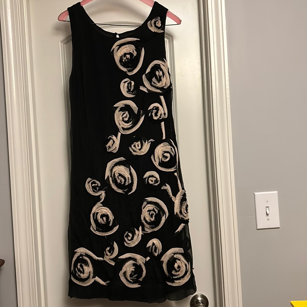 Cute midi black/tan dress size L by Yoana Baraschi